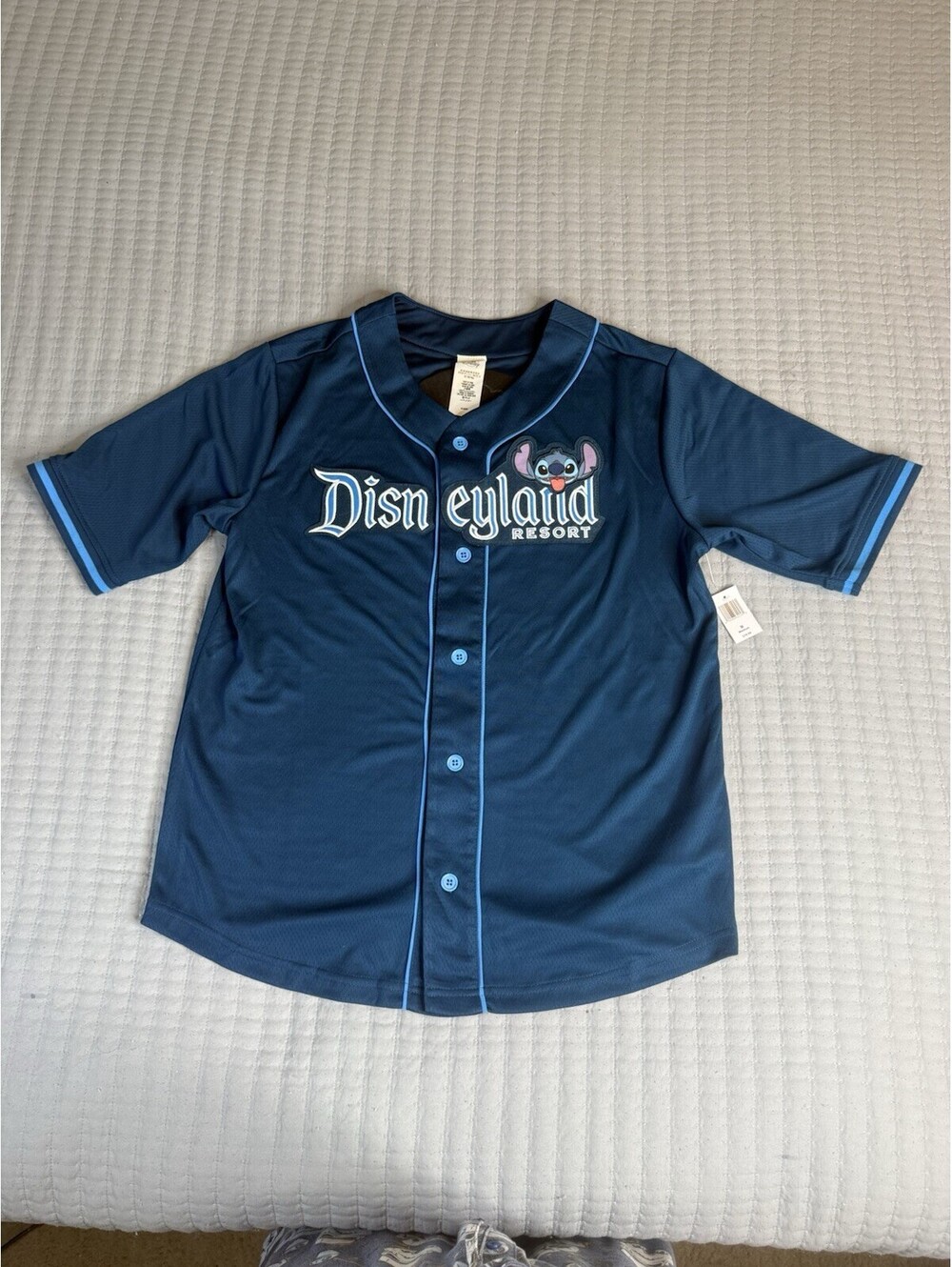Disneyland Parks Stitch 626 Disney 2025 Baseball Jersey MEDIUM Dark Blue NWT!